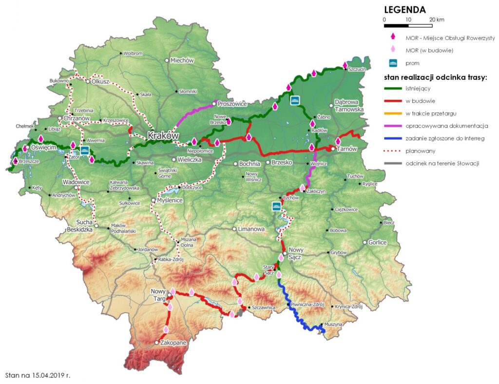 Mapa tras rowerowych VeloMałopolska