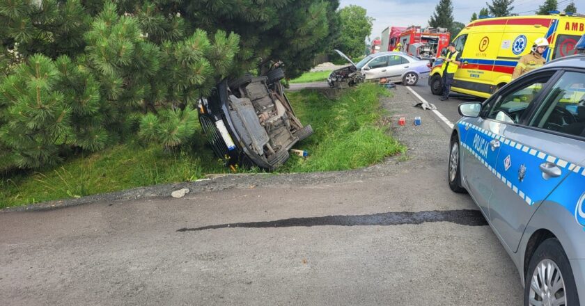 Służby ratunkowe na miejscu kolizji drogowej w Bulowicach, fot. lokalna policja.