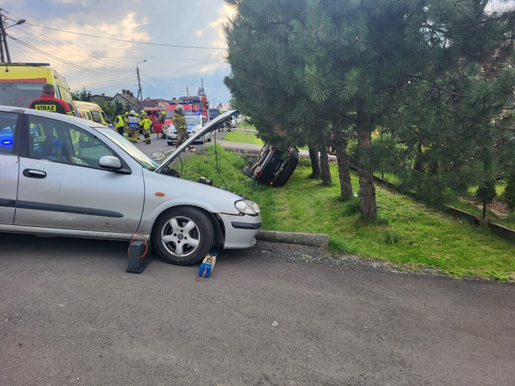 Służby ratunkowe na miejscu kolizji drogowej w Bulowicach, fot. lokalna policja.