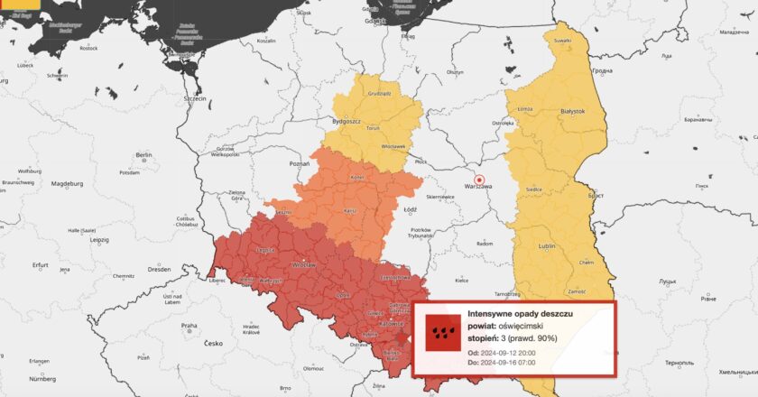 Intensywne opady deszczu: Ostrzeżenie trzeciego stopnia dla mieszkańców regionu