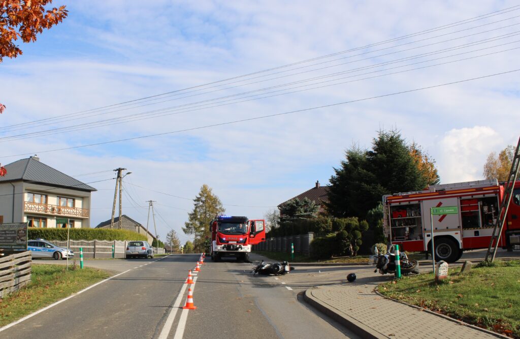 Zderzenie motocyklistów w Polance Wielkiej – dwie osoby trafiły do szpitala