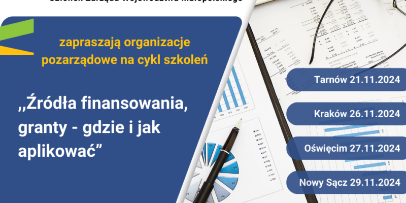 Bezpłatne szkolenia dla NGO w Małopolsce – dowiedz się, jak zdobywać fundusze na rozwój swojej organizacji.